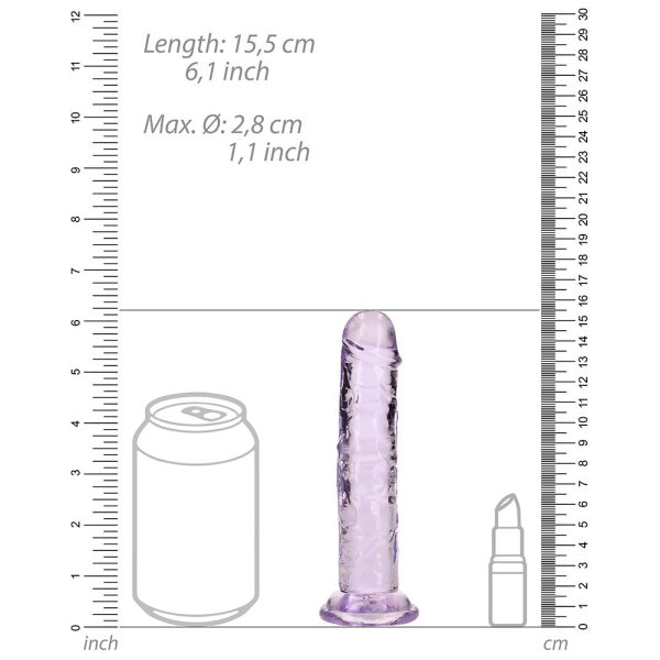 RealRock Crystal Clear Straight 6 in. Dildo Without Balls Purple - Image 7