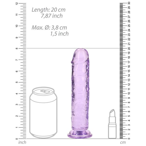RealRock Crystal Clear Straight 7 in. Dildo Without Balls Purple - Image 7