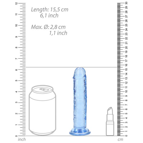 RealRock Crystal Clear Straight 6 in. Dildo Without Balls Blue - Image 7