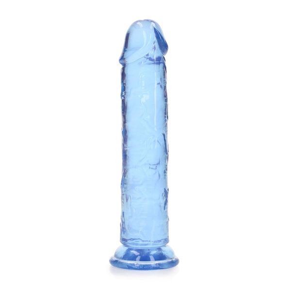RealRock Crystal Clear Straight 7 in. Dildo Without Balls Blue - Image 3