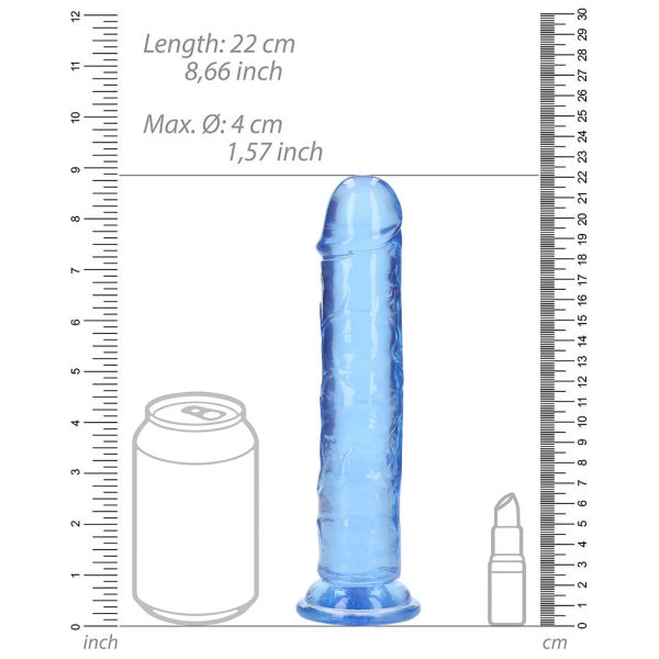 RealRock Crystal Clear Straight 8 in. Dildo Without Balls Blue - Image 7