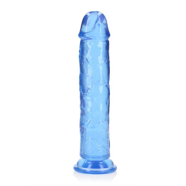 RealRock Crystal Clear Straight 10 in. Dildo Without Balls Blue - Image 3