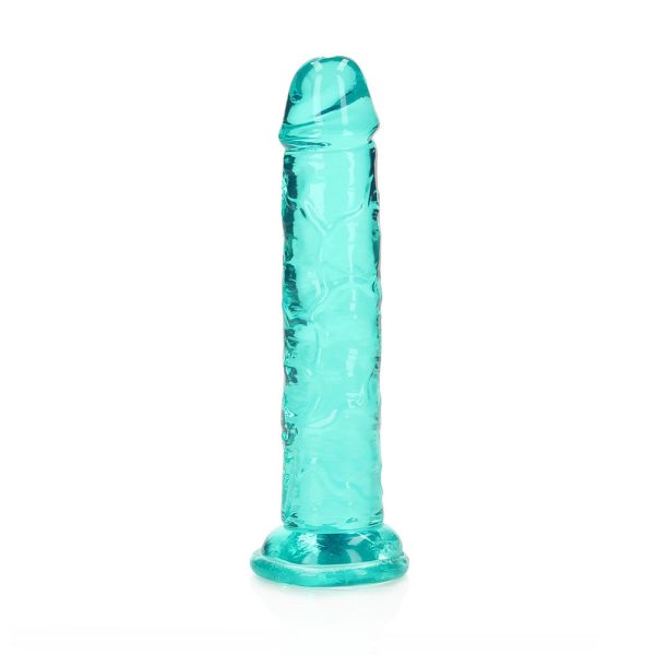 RealRock Crystal Clear Straight 6 in. Dildo Without Balls Turquoise - Image 4