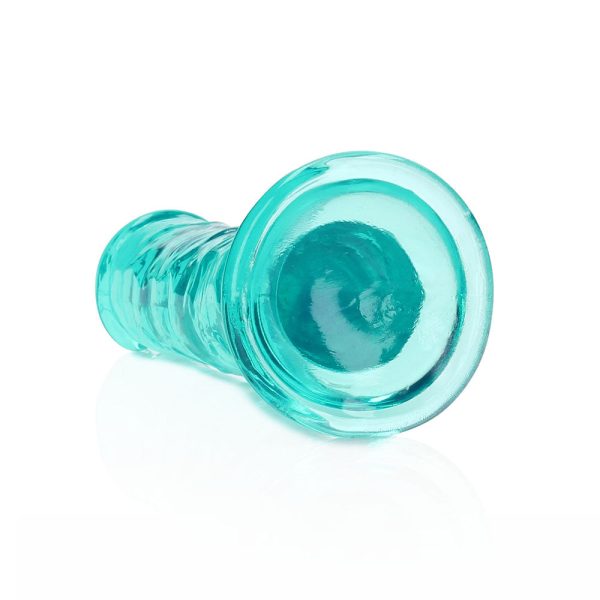 RealRock Crystal Clear Straight 6 in. Dildo Without Balls Turquoise - Image 5