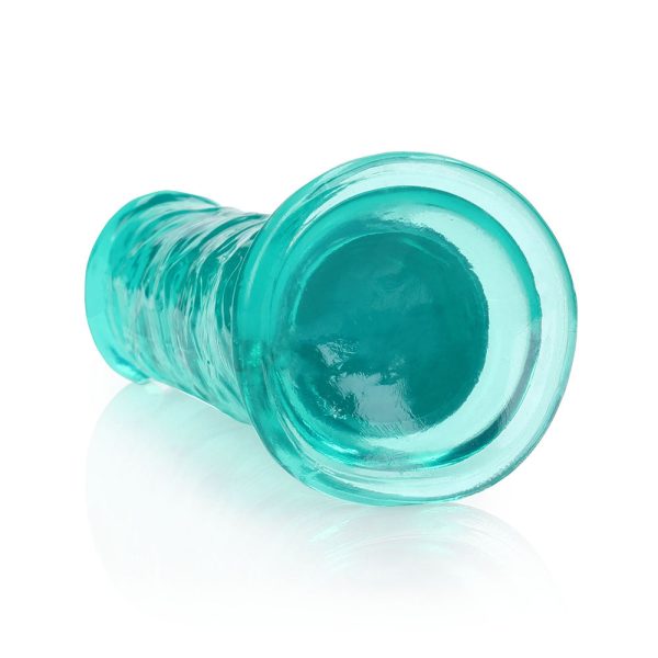RealRock Crystal Clear Straight 7 in. Dildo Without Balls Turquoise - Image 5