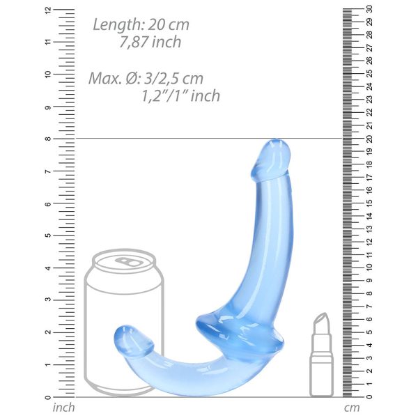 RealRock Crystal Clear 6 in. Strapless Strap-On Dildo Blue - Image 6