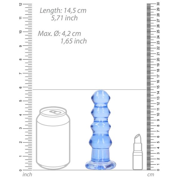 RealRock Crystal Clear Curvy 5.5 in. Dildo/Plug Blue - Image 5