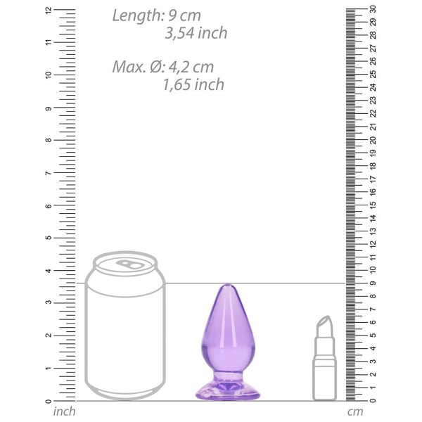 RealRock Crystal Clear 3.5 in. Anal Plug Purple - Image 5