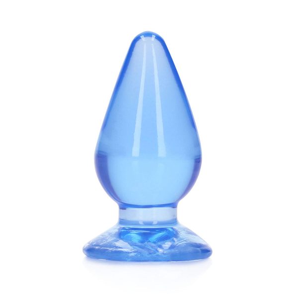 RealRock Crystal Clear 4.5 in. Anal Plug Blue - Image 2