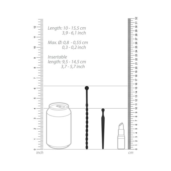 Ouch! Urethral Sounding Beginners Silicone Plug Set Black 8 mm / 10 mm - Image 6