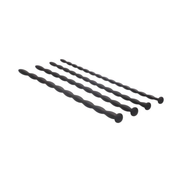 Ouch! Urethral Sounding Advanced Silicone Spiral Screw Plug Set Black 7 mm / 8 mm / 9 mm / 10 mm - Image 3