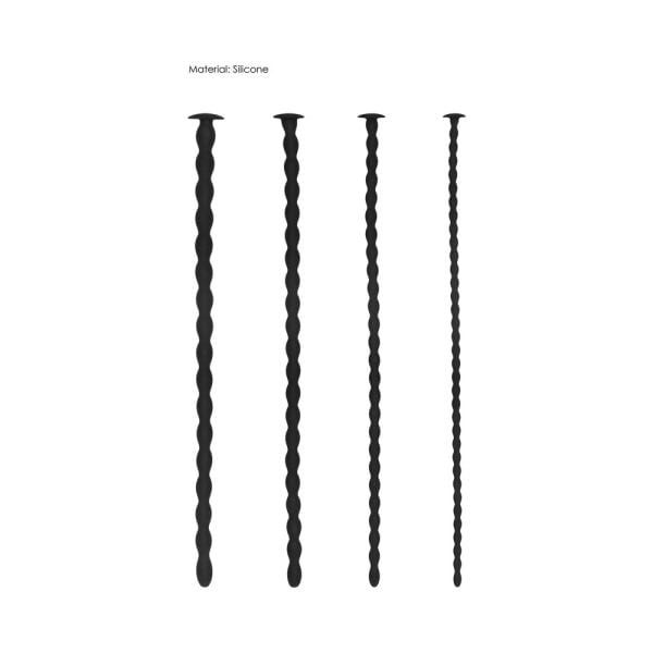 Ouch! Urethral Sounding Advanced Silicone Spiral Screw Plug Set Black 7 mm / 8 mm / 9 mm / 10 mm - Image 4