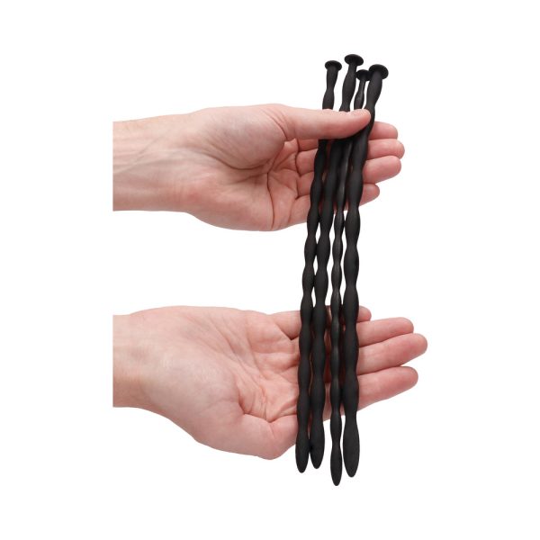 Ouch! Urethral Sounding Advanced Silicone Spiral Screw Plug Set Black 7 mm / 8 mm / 9 mm / 10 mm - Image 5