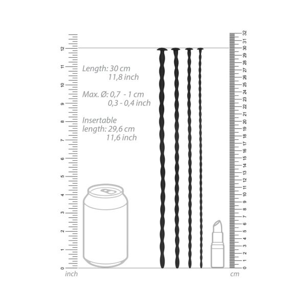 Ouch! Urethral Sounding Advanced Silicone Spiral Screw Plug Set Black 7 mm / 8 mm / 9 mm / 10 mm - Image 7