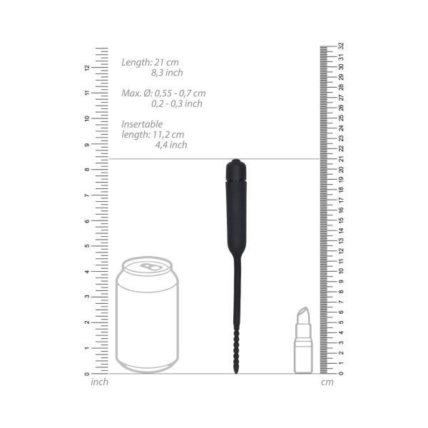 Ouch! Urethral Sounding Silicone Vibrating Bullet Plug With Beaded Tip Black 5.5 mm - 7 mm - Image 7