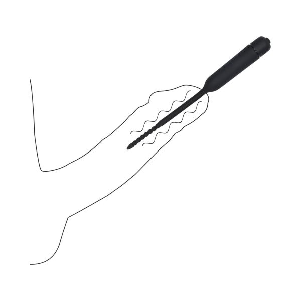 Ouch! Urethral Sounding Silicone Vibrating Bullet Plug With Beaded Tip Black 5.5 mm - 7 mm - Image 8