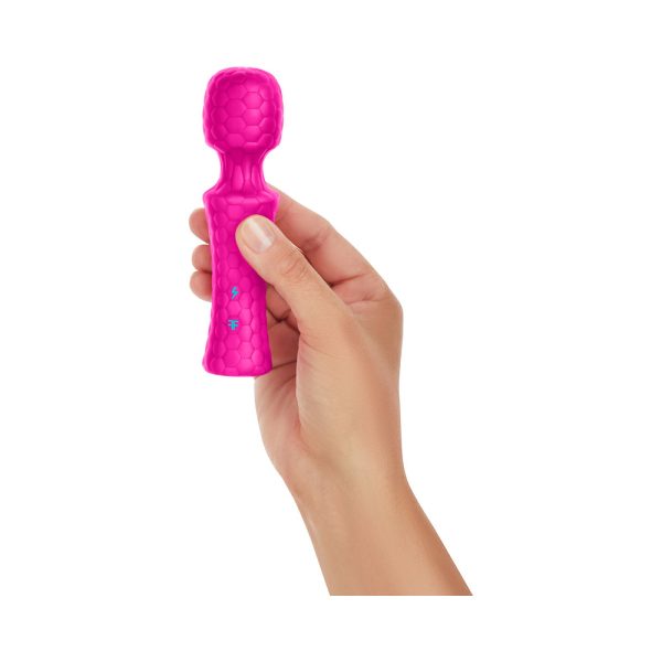 FemmeFunn Ultra Wand Mini Rechargeable Flexible Textured Silicone Vibrator Pink - Image 5