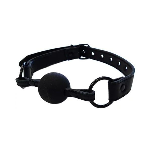 Rouge Leather Ball Gag Black with Black Accessories - Image 3
