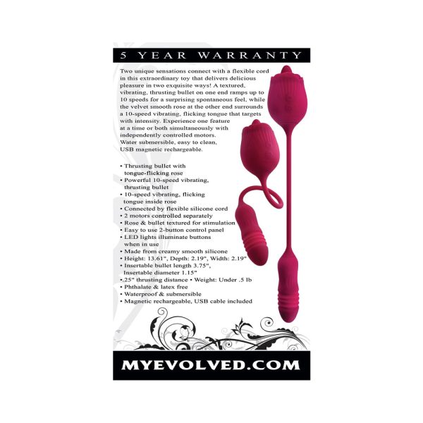 Evolved Wild Rose Rechargeable Dual-Ended Silicone Thrusting Egg & Flicking Tongue Vibrator Red - Image 10