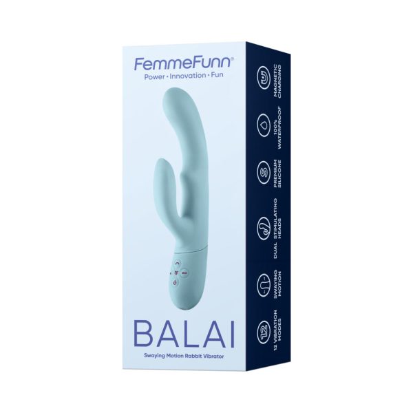 FemmeFunn Balai Rechargeable Silicone Swaying Motion Dual Stimulation Vibrator Light Blue - Image 2