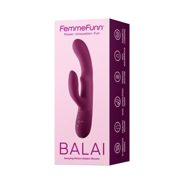FemmeFunn Balai Rechargeable Silicone Swaying Motion Dual Stimulation Vibrator Dark Fuchsia - Image 2