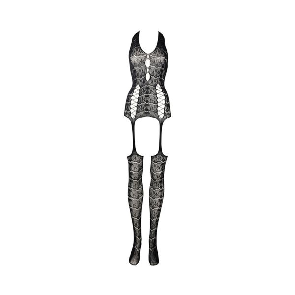 Le Desir Lace Suspender Bodystocking Black O/S - Image 5