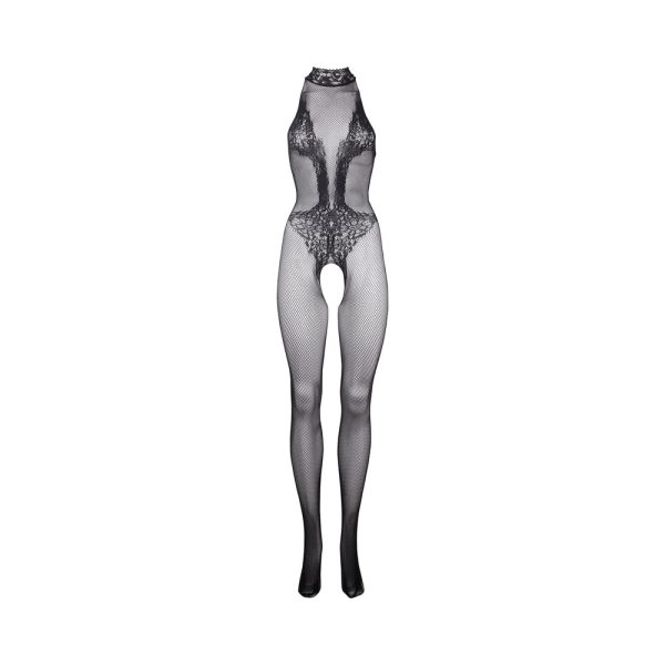 Le Desir Fishnet & Lace High-Neck Bodystocking Black O/S - Image 4