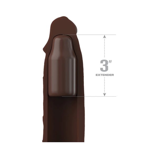 Fantasy X-tensions Elite 9 in. Silicone Mega Extension Sleeve with 3 in. Extender Brown - Image 3