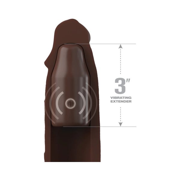 Fantasy X-tensions Elite 9 in. Silicone Mega Extension Sleeve 3 in. Vibrating Brown - Image 3