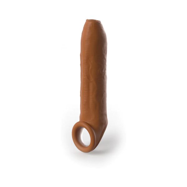 Fantasy X-tensions Elite Uncut 7 in. Open-Ended Silicone Enhancement Sleeve with Strap Tan - Image 2