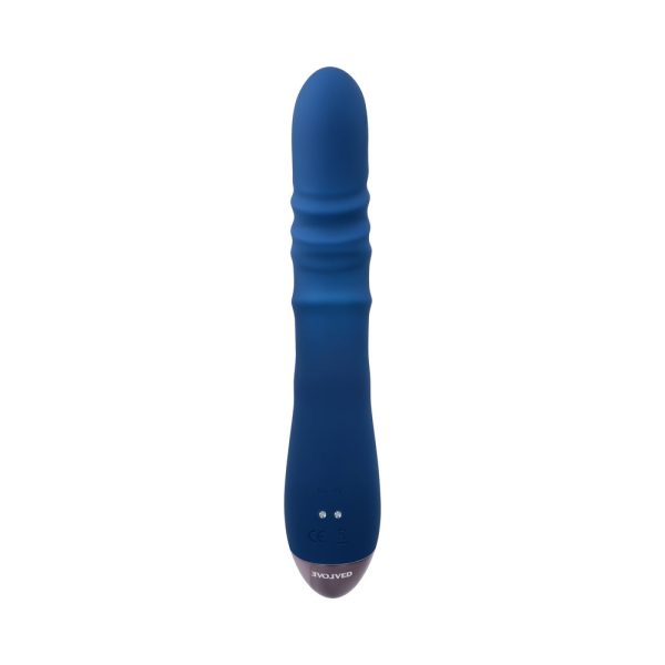 Evolved The Ringer Rechargeable Thrusting Silicone Rabbit Vibrator Blue - Image 6