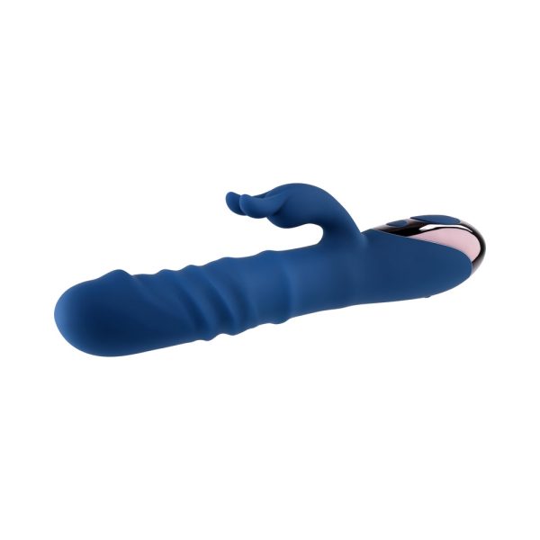 Evolved The Ringer Rechargeable Thrusting Silicone Rabbit Vibrator Blue - Image 7