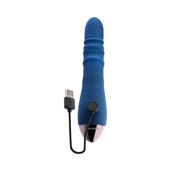 Evolved The Ringer Rechargeable Thrusting Silicone Rabbit Vibrator Blue - Image 9