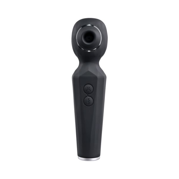 Evolved Rainbow Sucker Light-Up Rechargeable Dual-Function Silicone Suction Wand Vibrator Black - Image 3