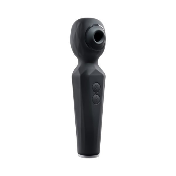Evolved Rainbow Sucker Light-Up Rechargeable Dual-Function Silicone Suction Wand Vibrator Black - Image 4