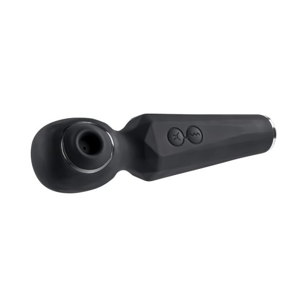 Evolved Rainbow Sucker Light-Up Rechargeable Dual-Function Silicone Suction Wand Vibrator Black - Image 7