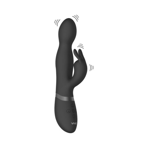 VIVE NIVA Rechargeable 360° Rotating Silicone Rabbit Vibrator Black - Image 7