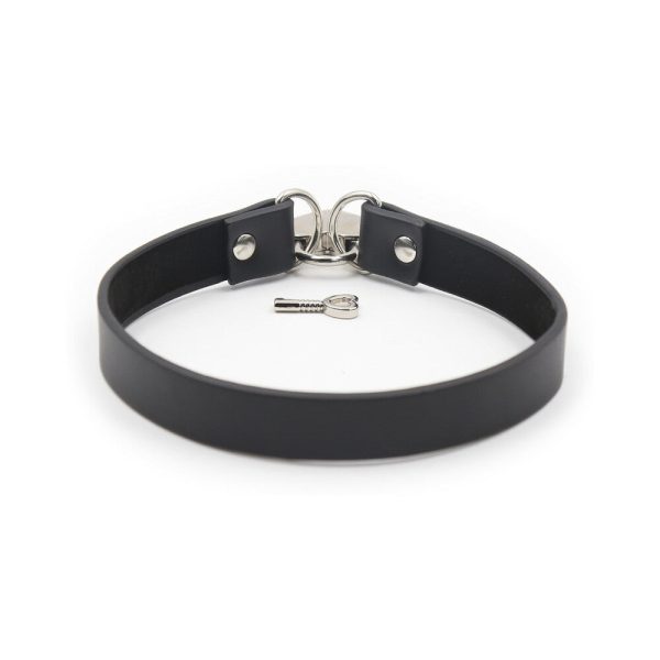 Ple''sur PVC Collar With Heart Lock & Key Black Bag Packaging - Image 2