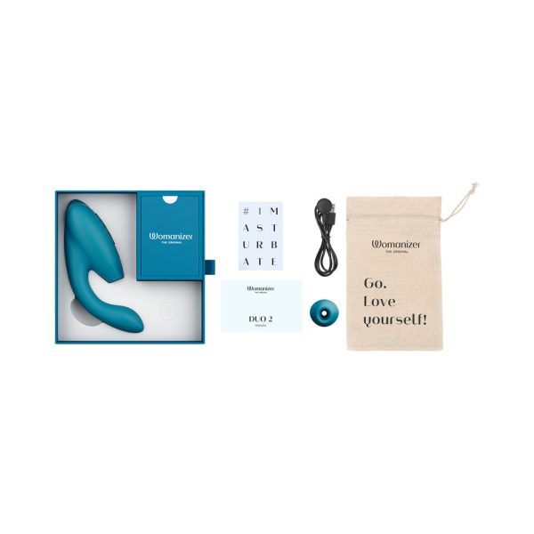 Womanizer Duo 2 Rechargeable Dual Stimulation Pleasure Air and G-Spot Vibrator Petrol - Image 9