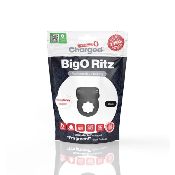 Screaming O Charged Big O Ritz Rechargeable Vibrating Silicone Cockring Black - Image 5