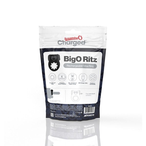 Screaming O Charged Big O Ritz Rechargeable Vibrating Silicone Cockring Black - Image 6