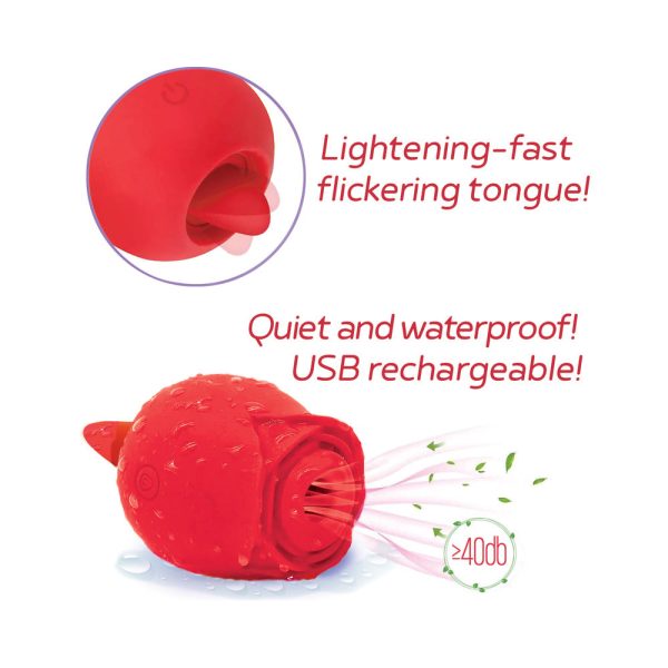 Wild Rose and Tongue Sucking and Licking Vibrator Red - Image 3