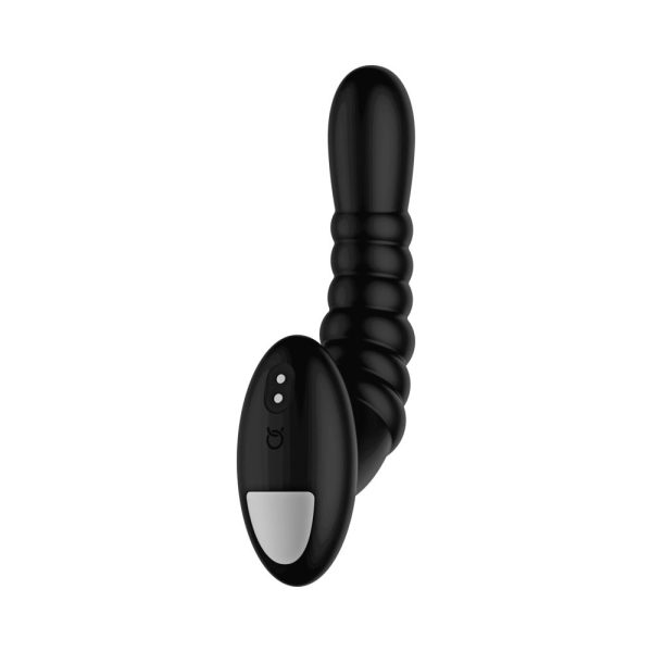 Forto Ribbed Pro Rechargeable Silicone Vibrating Anal Massager Black - Image 3