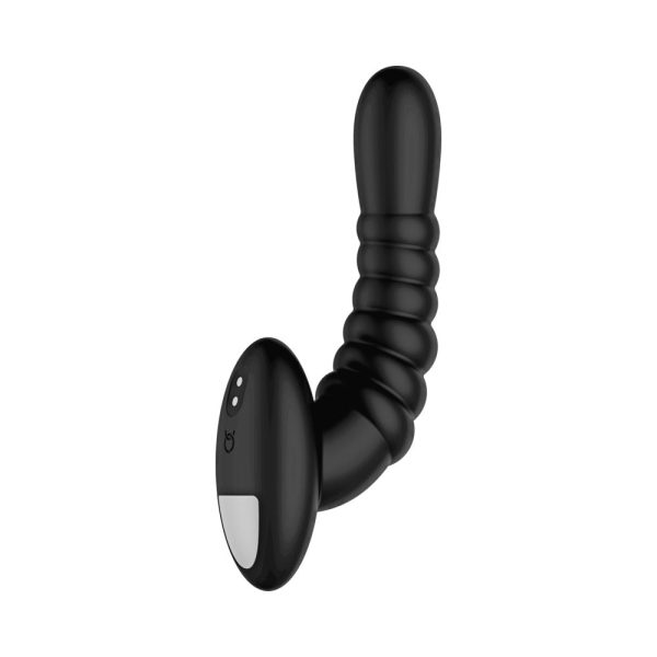 Forto Ribbed Pro Rechargeable Silicone Vibrating Anal Massager Black - Image 4