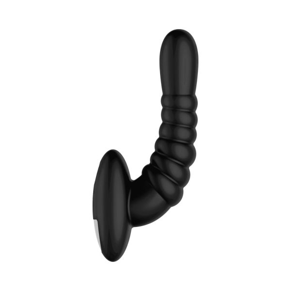 Forto Ribbed Pro Rechargeable Silicone Vibrating Anal Massager Black - Image 5
