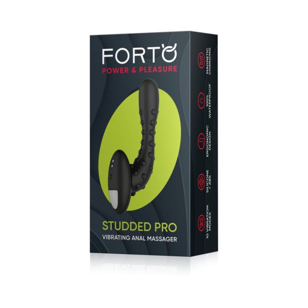 Forto Studded Pro Rechargeable Silicone Vibrating Anal Massager Black - Image 2
