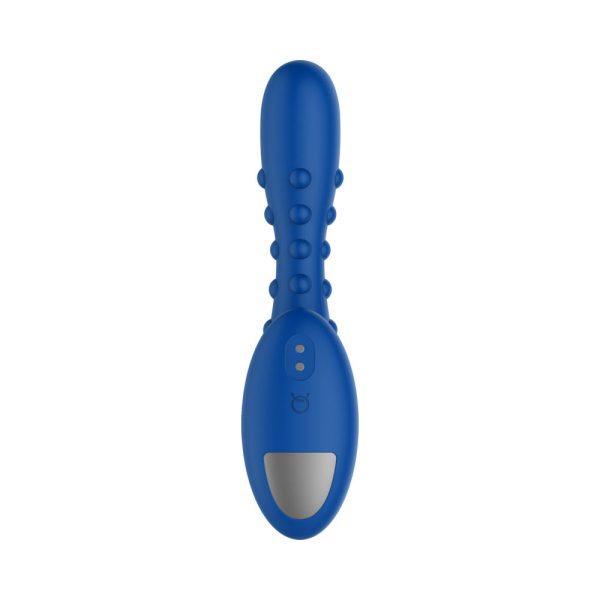 Forto Studded Pro Rechargeable Silicone Vibrating Anal Massager Blue - Image 6