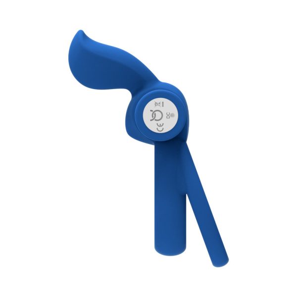 Forto Pointer Rechargeable Silicone Vibrating Dual Cockring with External Stimulator Blue - Image 6