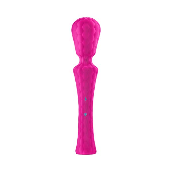FemmeFunn Ultra Wand XL Rechargeable Flexible Textured Silicone Vibrator Pink - Image 2