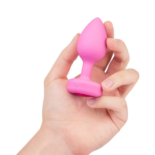 b-Vibe Vibrating Heart Anal Plug with Heart-Shaped Jewel Base Small/Medium Pink - Image 6